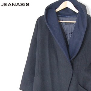 ジーナシス JEANASiS■フーデットウールコート　レディース古着■F■ブラック ※IW4412314