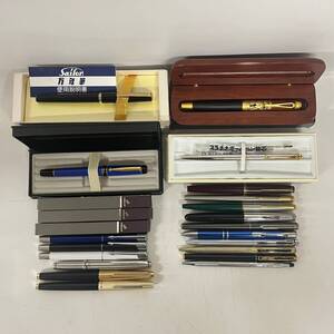 1円~【20点】万年筆 ボールペン まとめ売り SAILOR PILOT MONTBLANC PARKER CROSS 等 ペン先 14K 21K 刻印入り 筆記用具 文房具 SKJ-1028-5