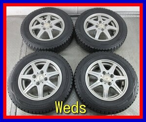 ■中古タイヤホイール■　Weds 13インチ 4J +42 4H 100 DUNLOP WM01 145/80R13 75Q 冬 ST 軽自動車 激安 送料無料 K528