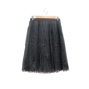 ドゥロワー Drawer プリーツスカート ミモレ ロング 絹 シルク 36 黒 ブラック /YK レディース
