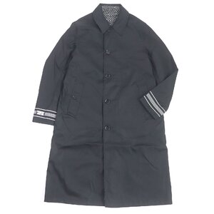 美品 BURBERRY バーバリー 8029656 TBモノグラム リバーシブル ロング丈 ナイロンコート ステンカラーコート ブラック 44 正規品 メンズ