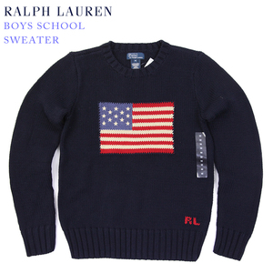 新品 アウトレット 2656 S(8)サイズ ボーイズ 国旗柄 クルーネック セーター polo ralph lauren ポロ ラルフ ローレン 