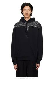 23’秋冬☆新品☆MARCELO BURLON☆マルセロバーロン☆パーカー☆スエット☆被り☆黒☆フェザー柄プリント☆ビックシルエット☆Lサイズ