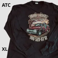 ATC アメリカ古着 ロンT カナダ アメカジ プリント　ブラック　XL