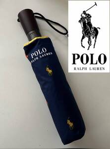 【送料無料】新品 Polo Ralph Lauren ポロ ラルフローレン★自動開閉 アンブレラ 傘 折りたたみ傘 日傘・雨傘両用 紺