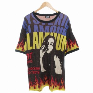 ヒステリックグラマー HYSTERIC GLAMOUR 20SS FIRE PATTERN ジャガードプルオーバー ニット 半袖 総柄 F マルチカラー 01201NS11