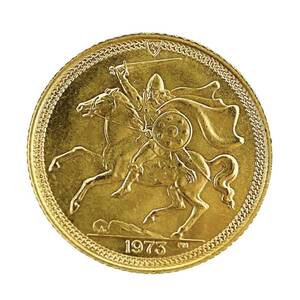 エリザベス2世 金貨 イギリス ソブリン 1973年 22金 4.03g イエローゴールド GOLD コイン コレクション 美品