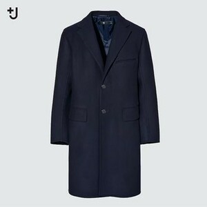 タグ付き Lサイズ【迅速対応】ウールブレンドチェスターコート ネイビー ユニクロ UNIQLO 445768