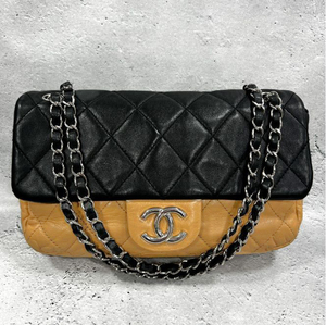 極上品 CHANEL シャネル バイカラー マトラッセ チェーン ショルダーバッグ ハンドバッグ ブラック ココハンドル レザー ココマーク