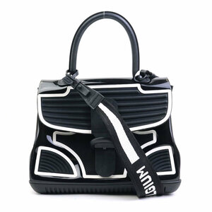 DELVAUX デルヴォー ハンドバッグ ショルダーバッグ ブリヨンMM チャンピオン PVC/ラバー ブラック×ホワイト a0446