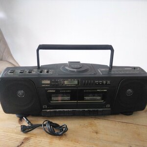 5282 【ジャンク品】Victor ビクター RC-X35 ラジカセ CD ラジオ FM レトロ カセットテープ 黒 昭和レトロ品