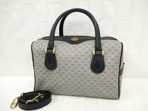 ◆美品◆GUCCI オールド グッチ◆マイクロGGスプリーム◆PVC カーフ レザー 本革◆2way ハンド バッグ◆紺 G金具◆イタリア製◆A8011