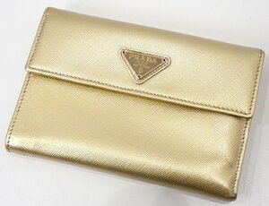 定価8万円↑プラダ 良品 1M0510 3つ折り財布 ゴールド トライアングルロゴ 三角ロゴ 財布 2864