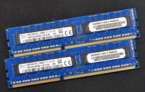 8GB 2枚組 (合計:16GB) PC3-12800E DDR3-1600 ECC 1.5V 2Rx8 両面実装 240pin ECC Unbuffered DIMM SK-Hynix (管:SA6143 x2s