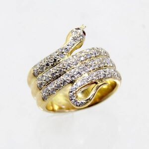 ◎中古美品◎１８金　ダイヤ　0.97ct　ルビー　スネークデザイン　リング　13号