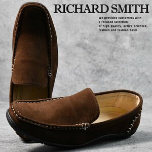 スリッポン ドライビングシューズ メンズ ローファー RICHARD SMITH EEE 1016 ダークブラウン スエード 27.0cm / 新品