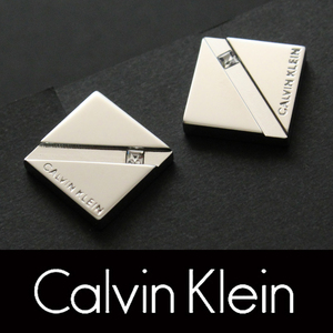 8504◆CKカルバンクライン◆カフス◆シルバー×クリアストーン◆カフスボタン～カフリンクス◆オンワード樫山◆Calvin Klein◆新品