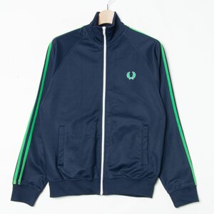 FRED PERRY フレッドペリー サイズS ラグラン ジャージ トラックジャケット ネイビー 綿ポリ メンズ カジュアル スポーティ