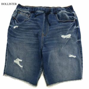 HOLLISTER ホリスター 春夏 加工★ カットオフ ストレッチ スウェット デニム ショート パンツ ジーンズ Sz.M　メンズ　C3B02647_7#P