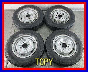 ■中古タイヤホイール■　TOPY スチールホイール 12インチ 4J +35 4H 100 DUNLOP ENASAVE VAN01 145R12 6PR LT 激安 送料無料 K535