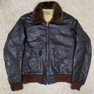 超希少 70s エルエルビーン XL相当 G-1 レザージャケット ブラウン ボア ヴィンテージ L.L.Bean フライトジャケット ミリタリー 本革 茶色 