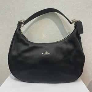 □ シンプルでオシャレ!! COACH 2WAY コーチ ハンドバッグ ショルダーバッグ BLACK＆GOLD ショルダーベルト ケアカード付属【F2734OY】