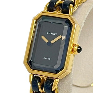 CHANEL/シャネル プルミエールL H0001 腕時計 GP/レザー クオーツ 黒文字盤 レディース