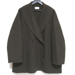 美品 THE ROW ザロウ POLLI JACKET ポリージャケット カシミヤブレンド ダブルブレスト ショールカラー コート 5887 XS ダークブラウン