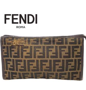 1円　超高級品　 FENDI フェンディ　ブランド　ブラウン　クラッチバッグ　セカンドバッグ　ズッカ　メンズ　レディース　お洒落　YP17