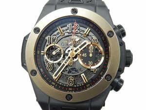 松坂屋購入/330万【美品】ウブロ HUBLOT ビッグバン ウニコ セラミック マジックゴールド 411.CM.1138.RX クロノグラフ 自動巻き ブラック