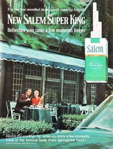 Salem セーラム 広告 1960年代 タバコ メンソール 欧米 雑誌広告 ビンテージ ポスター風 インテリア USA アメリカ LIFE