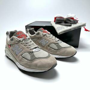 USA製 40周年記念限定 New Balance M990VS2 US10 28cm GRAY 美品 中古 アメリカ米国製 NB M990v2 グレー×レッド スニーカー Made In USA