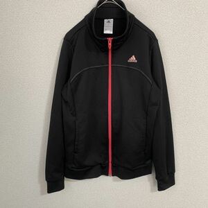 【USED】adidas アディダス　長袖ジャージ トラックジャケット レディースMサイズ黒 ブラック スポーツ　トレーニングウェア　練習着