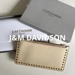 J&M DAVIDSON キーポーチウィズスタッズ ベージュ ゴールド 証明書付