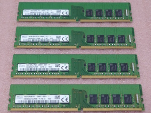 ●SK hynix HMA82GU7CJR8N-VK 4枚セット *PC4-21300/DDR4-2666/PC4-2666V ECC Unbuffered 288Pin DDR4 UDIMM 64GB(16GB x4) 動作品