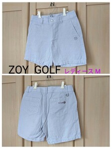 ZOY レディース38 ゾーイ ゴルフ リネン混コットン ショートパンツ M相当 千鳥格子 ハーフパンツ