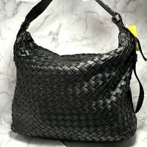 【希少】ボッテガヴェネタBOTTEGA VENETA ワンショルダーバッグ イントレチャート 本革レザー 黒ブラック アクセサリーポーチ 鞄 カバン