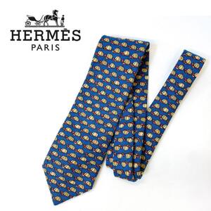 4181 美品 レア HERMES エルメス ネクタイ シルク 厚手 帽子柄