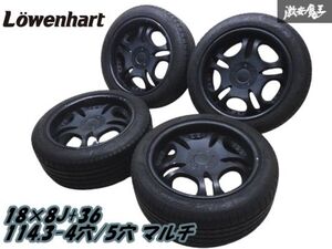 ●LOWENHART レーベンハート 18インチ 8J +36 PCD114.3 4穴/5穴 マルチ穴 + ナンカン 夏タイヤ 225/50R18 アコードワゴン S-MX JDM 棚L-4