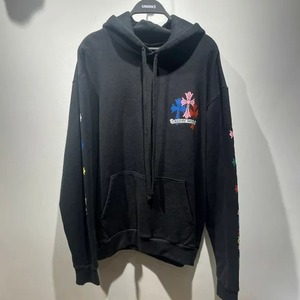 CHROME HEARTS 22ss MULTI COLOR CEMETERY CROSS HOODIE Lサイズ クロムハーツ マルチカラーセメタリークロスフーディー パーカー ブラック