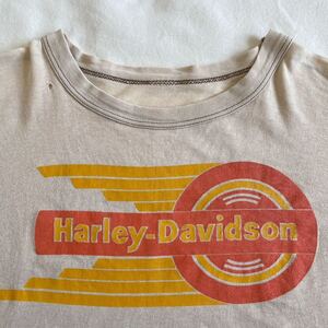 希少! 70s Harley Davison フェード Tシャツ 両面プリント ビンテージ USA製 綿100 ハーレーダビッドソン 80s 90s