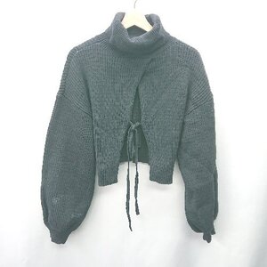 ■ ⊇ MOUSSY バックオープン 長袖 タートルネックニット サイズF ブラック レディース E