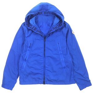 美品▼MONCLER モンクレール MONTEINT SCIE ナイロン ロゴワッペン・フード付き ダブルジップ フーディ パーカー ブルー 5 正規品 メンズ