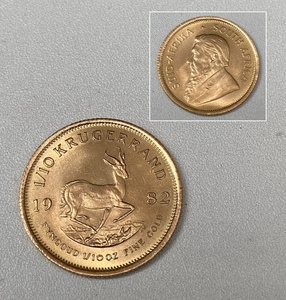 S-201◆1円◆K22 クルーガーランド金貨 1/10oz 1982年 22金 FINE GOLD 南アフリカ共和国 ゴールド コイン 地金