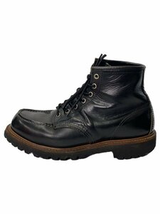 RED WING◆レースアップブーツ・モックトゥ/US8.5/BLK/レザー