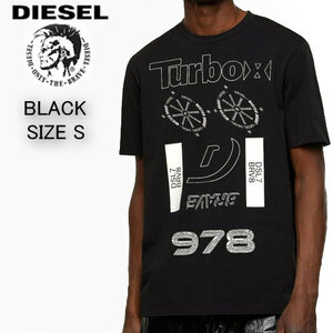 新品 DIESEL ディーゼル クルーネック プリントTシャツ T-JUST-E12 ブラック S