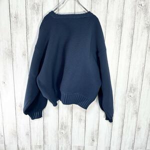 SELECT MOCA セレクトモカ フリーサイズ ニット 長袖 ブルー ビッグサイズ レディース ネイビー セーター 混 NAVY ウィメンズ 古着 USED品