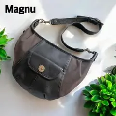 希少❗️ Magnu  マヌー　レザー×キャンバス　ショルダーバッグ