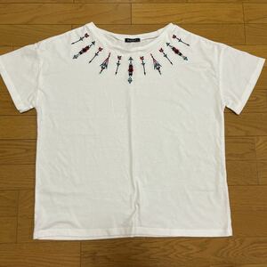 送料無料■Raf Raf 刺繍 半袖 Tシャツ ホワイト サイズ 3L