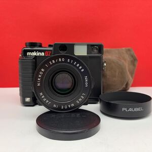 □ PLAUBEL makina 67 中判フィルムカメラ NIKKOR F2.8 80mm 動作確認済 シャッター、露出計OK マキナ プラウベル 